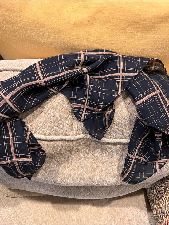 Accessories - Black Plaid Scarf with tan Windowpane Lines